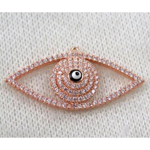 copper pendant paved zircon, eye, rose gold