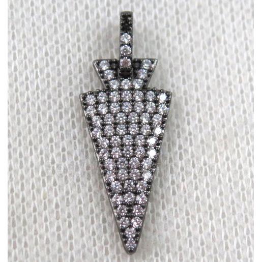 copper arrowhead pendant paved zircon, black