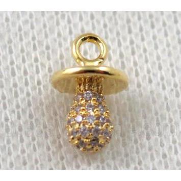 copper lamp pendant paved zircon, gold plated