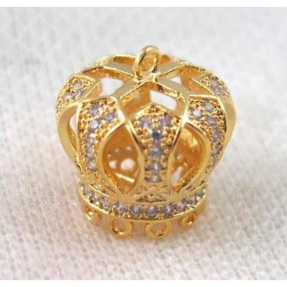 copper crown tassil bail paved zircon, gold plated