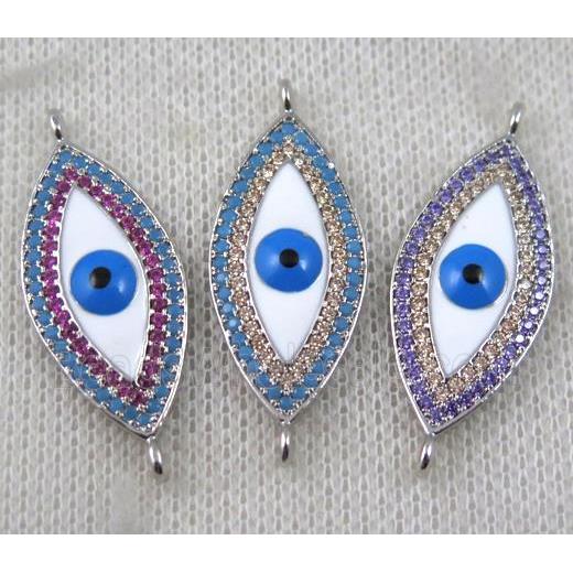 copper connector paved zircon, eye, platinum plated