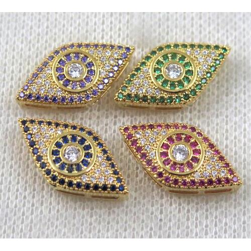 copper beads paved zircon, eye, gold plated