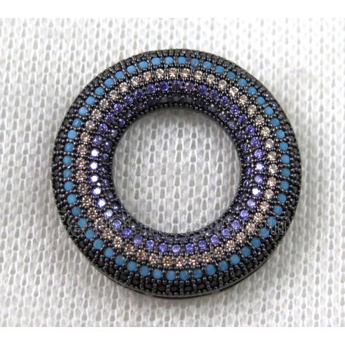 copper donut pendant paved zircon, black plated