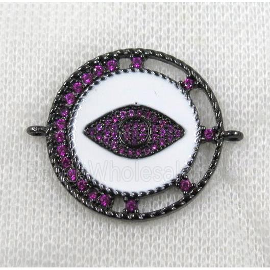 copper connector paved zircon, evil eye, black plated