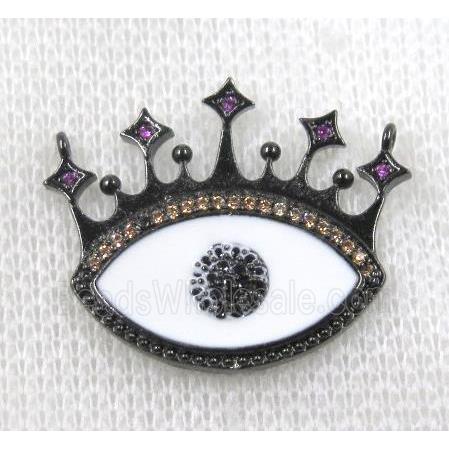 copper crown pendant paved zircon with 2loops, black plated