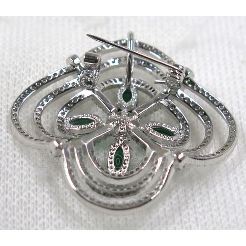 copper brooch paved zircon, platinum gold