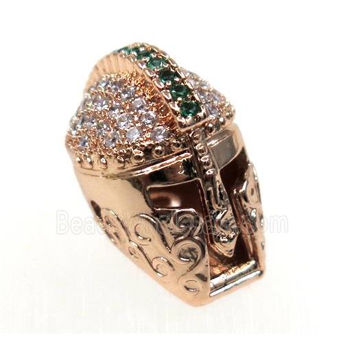 copper helm bead paved zircon, rose gold