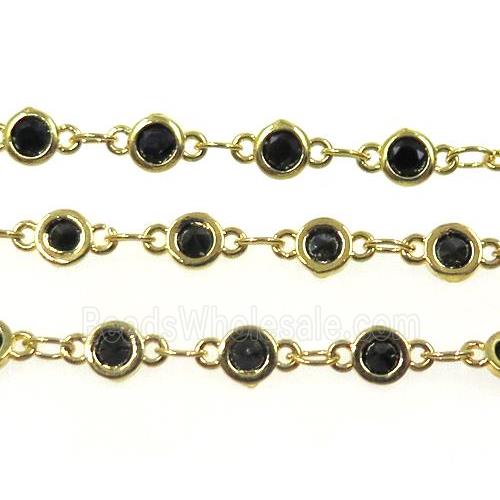 copper chain paved zircon, circle gold plated