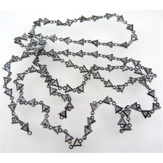 copper chain paved zircon, triangle, black plated