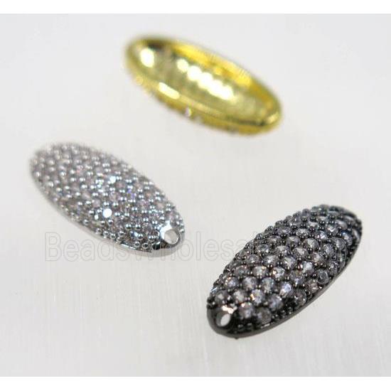 copper connector paved zircon, oval, mix color