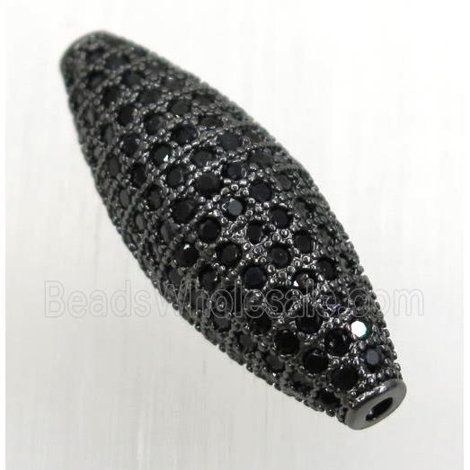 copper oval beads paved zircon, black plated