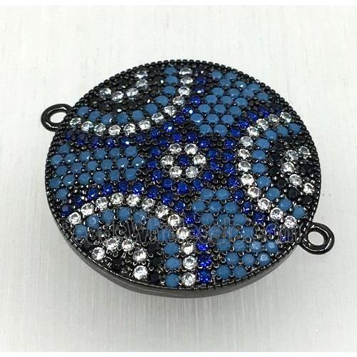 copper circle connector paved zircon, black plated