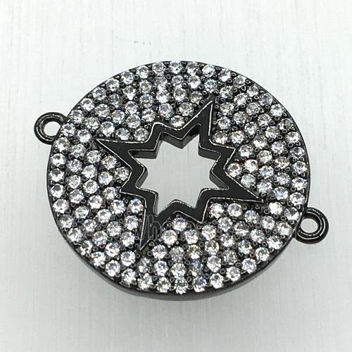 copper button NorthStar connector paved zircon, black plated