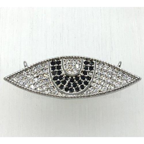 copper pendant paved zircon with 2loops, eye, platinum plated