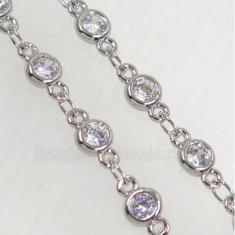 copper chain paved zircon, platinum plated