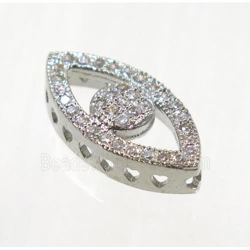 copper eye beads paved zircon, platinum plated