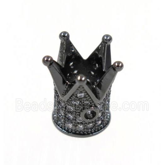 copper crown beads paved zircon, black plated