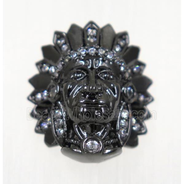 copper header bead paved zircon, black plated
