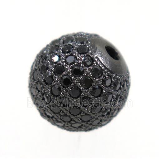 round copper beads paved black zircon, black plated