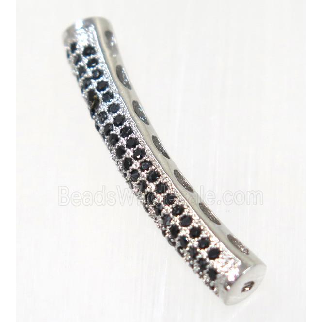 copper tube bead paved zircon, platinum plated