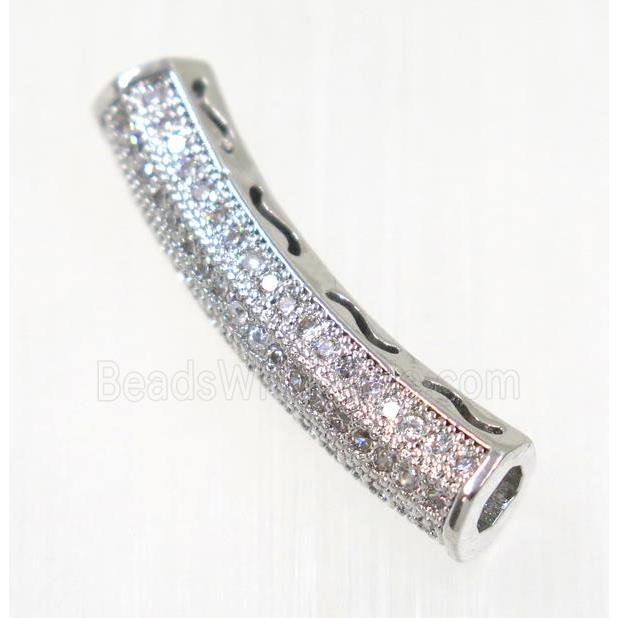 copper tube bead paved zircon, platinum plated