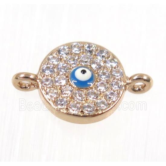 copper evil eye connector paved zircon, rose gold