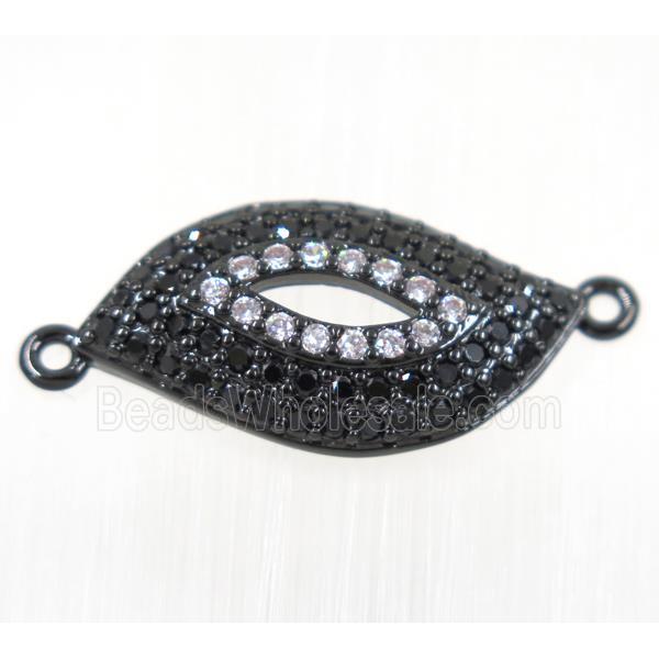 copper Lip connector paved zircon, black plated