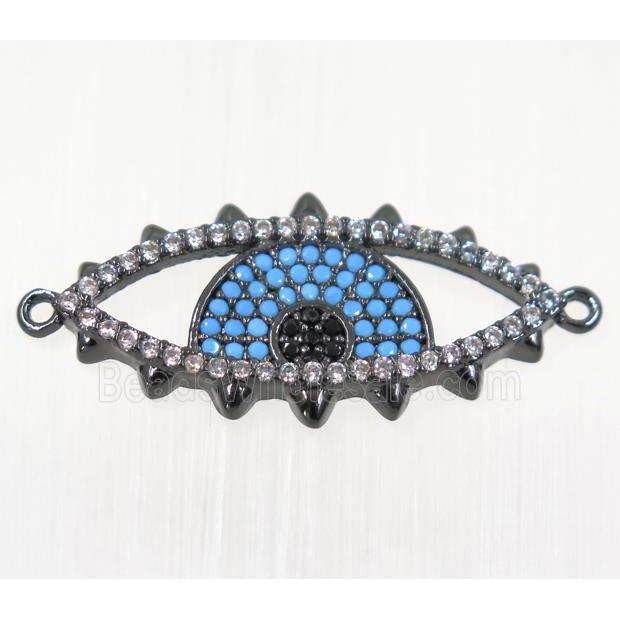 copper Evil eye connector paved zircon, black plated