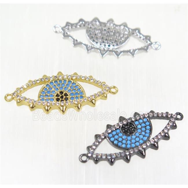 copper Evil eye connector paved zircon, mix color