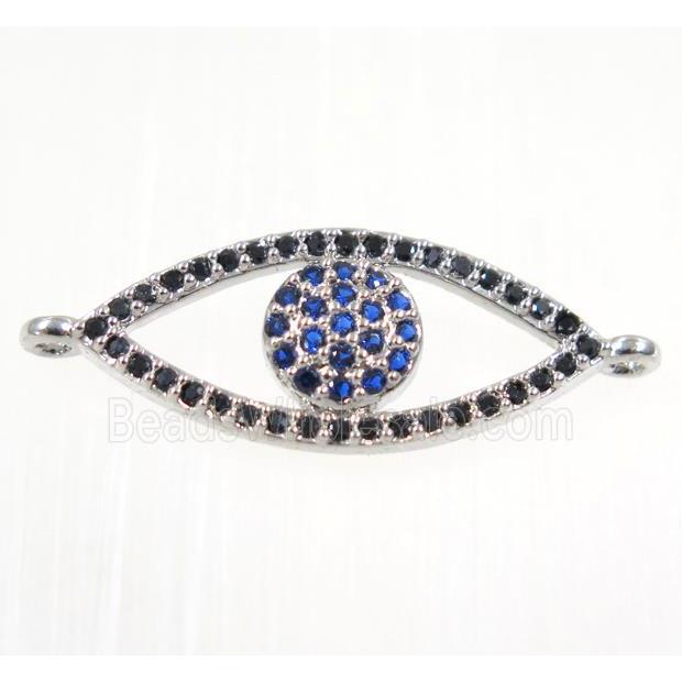 copper eye charm connector paved zircon, platinum plated