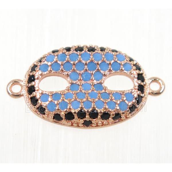 copper Eye Protection connector paved zircon, rose gold, turq