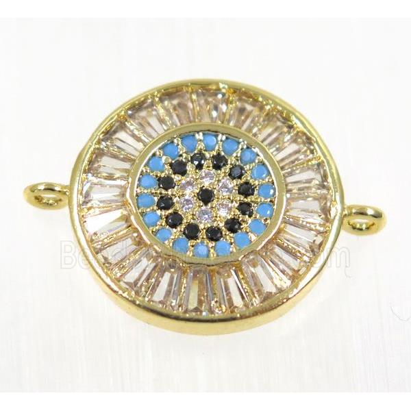 copper Circle connector paved zircon, gold plated