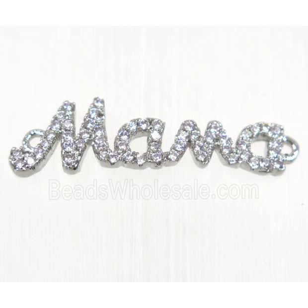 copper Mama connector paved zircon, platinum plated