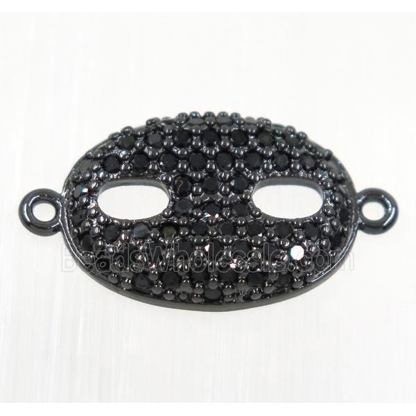 copper eye protection connector paved black zircon, black plated
