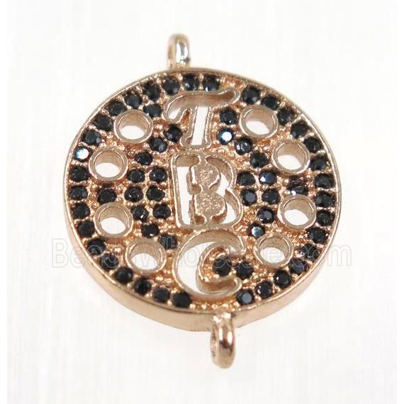 copper connector paved zircon, rose gold