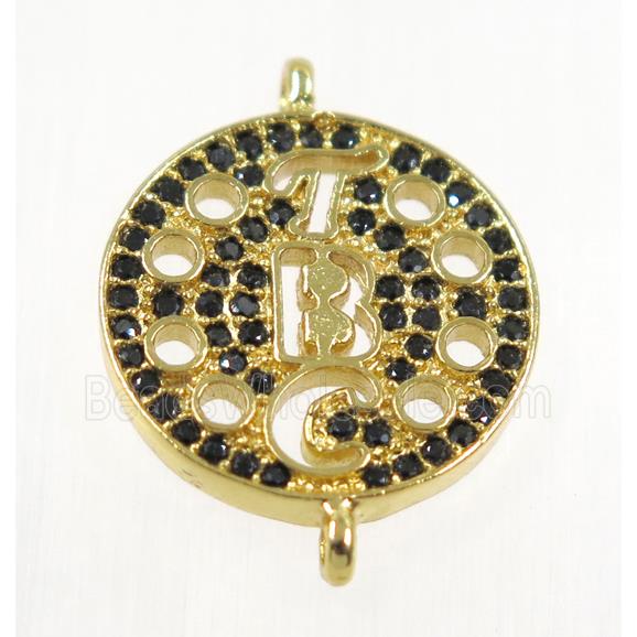 copper connector paved zircon, gold plated