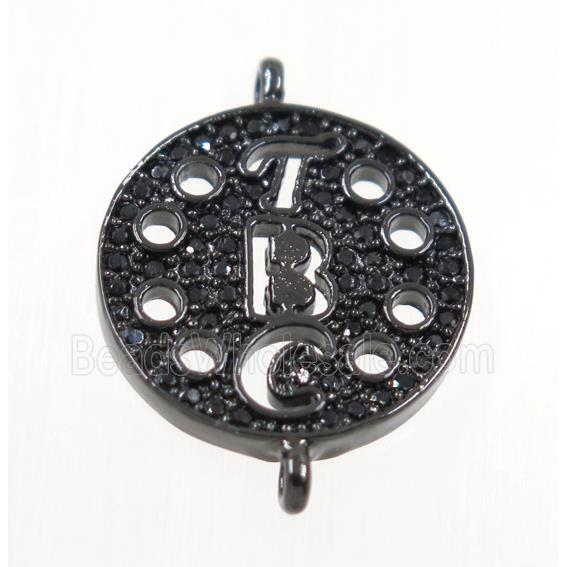 copper connector paved zircon, black plated