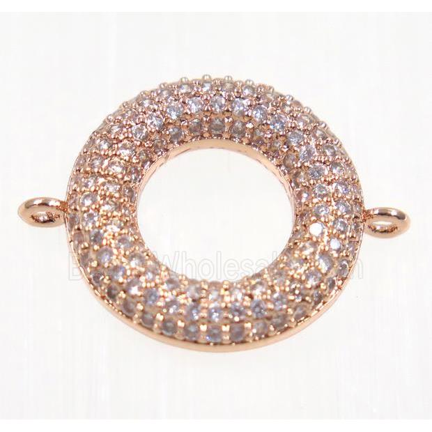 copper Donut connector paved zircon, rose gold