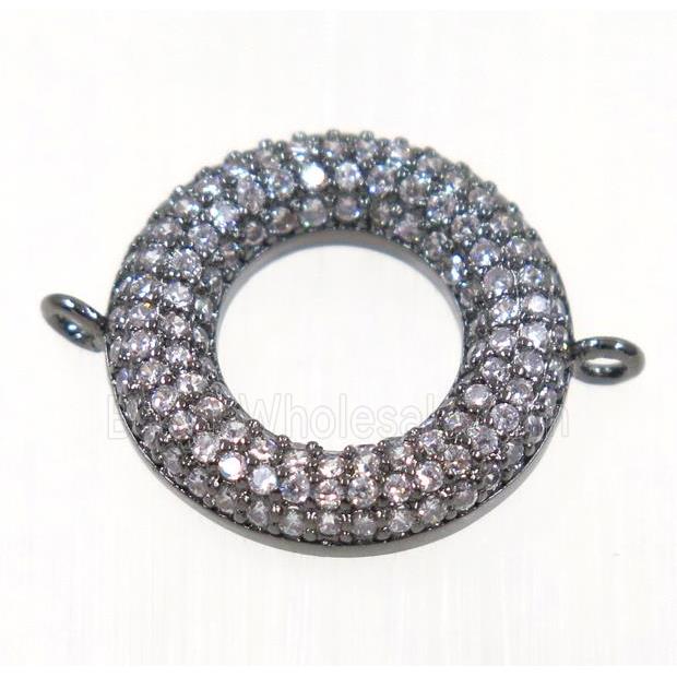 copper Donut connector paved zircon, black plated
