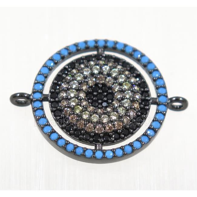 copper Circle connector paved zircon, black plated