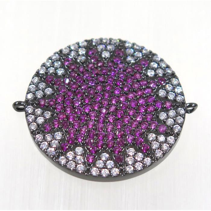 copper sunflower connector paved hotpink zircon, black plated