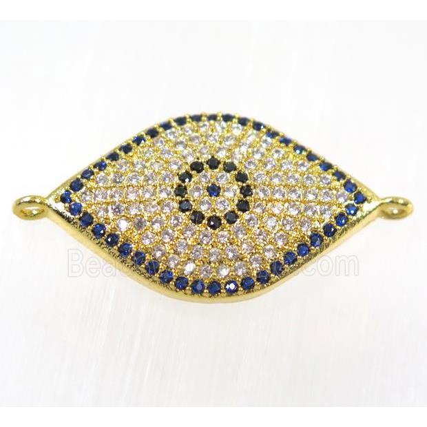 copper evil eye connector paved zircon, gold plated