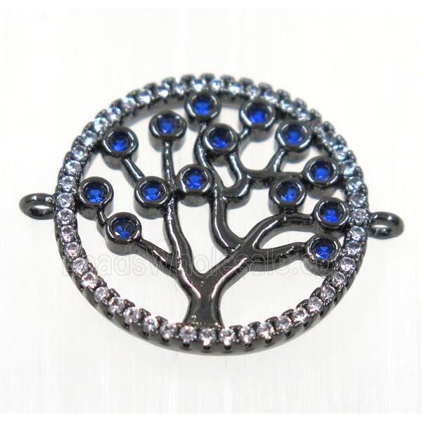 copper Tree Of Life connector paved zircon, black plated