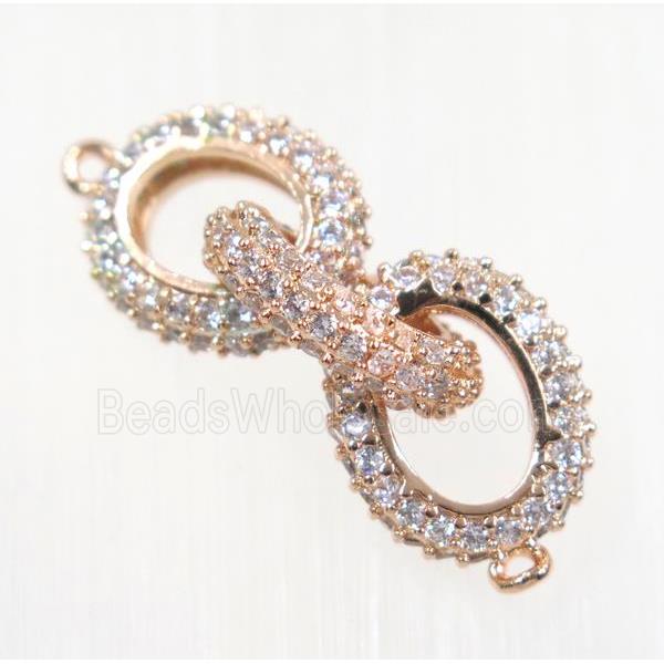 copper link connector paved zircon, rose gold