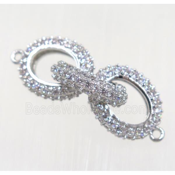 copper link connector paved zircon, platinum plated