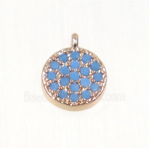 copper Circle pendant paved zircon, rose gold