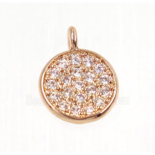 copper Circle pendant paved zircon, rose gold