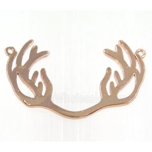 copper antler pendant with 2loops, rose gold