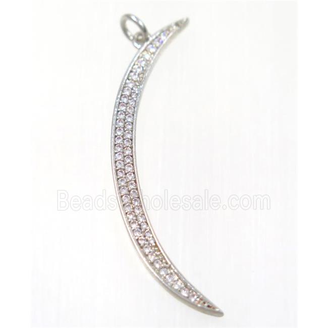 copper Moon pendant paved zircon, platinum plated