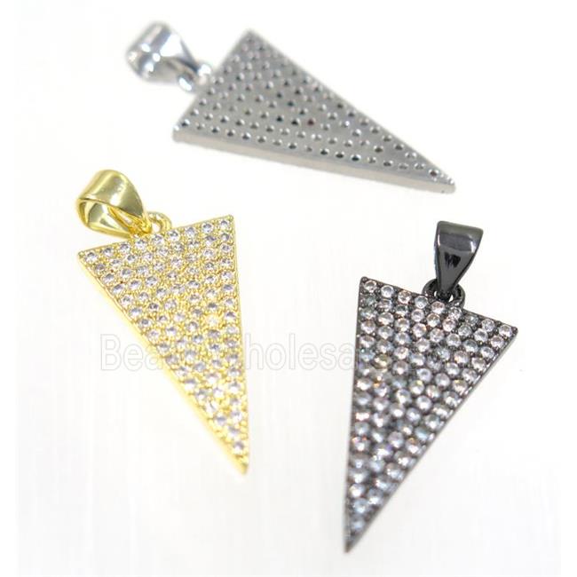 copper Triangle pendant paved zircon, mix color